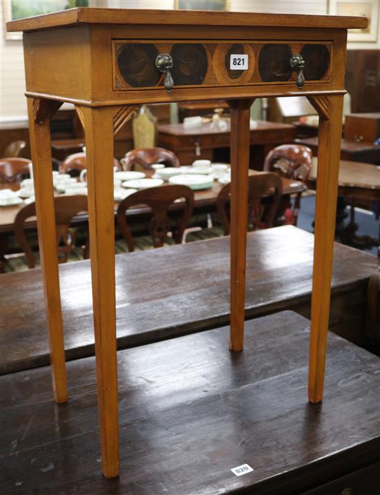 A Georgian style laburnum veneered side table W.50cm